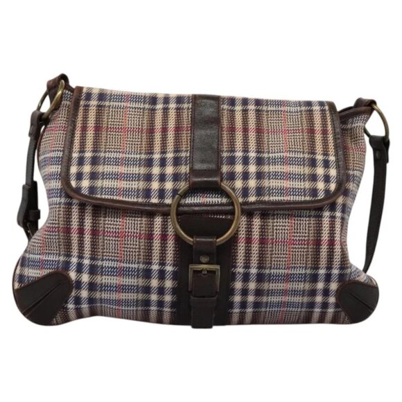 BURBERRY Nova Check Blue Label Shoulder Bag Canvas Beige Auth BD899 - Picture 2 of 16